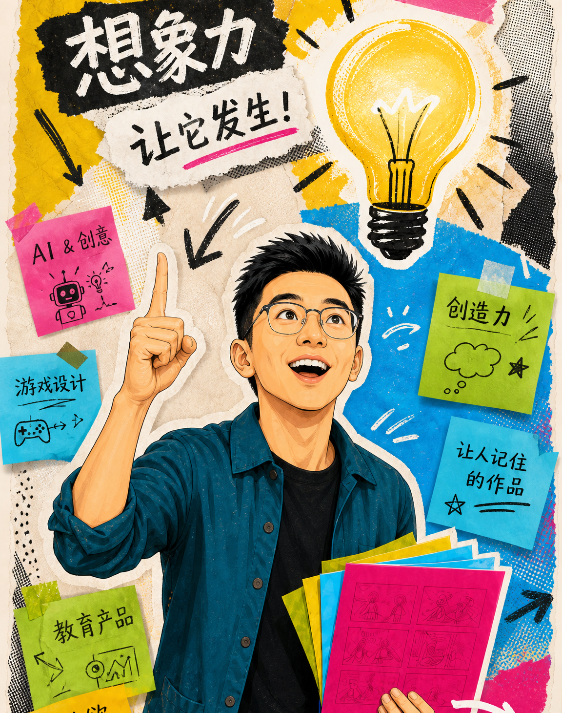 FLICK! 创始人乐老师的漫画拼贴肖像